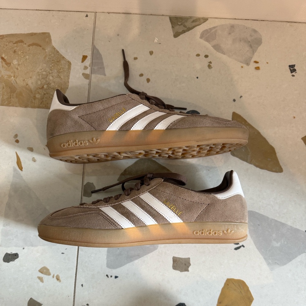 Adidas Men's Taupe and White Sneakers